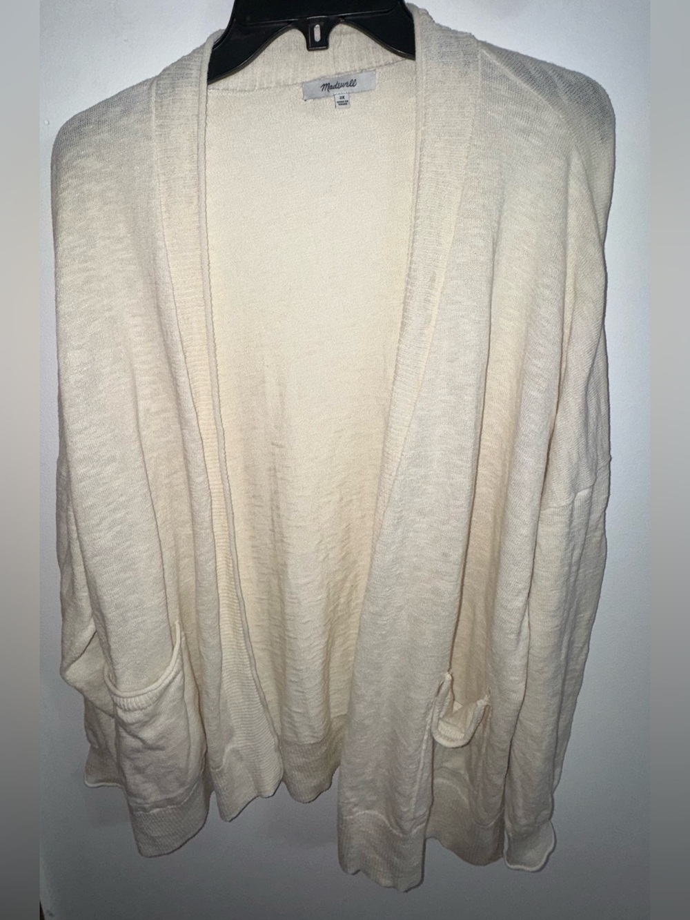 Madewell Cream Open-Front Knit Cardigan